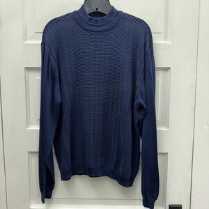 K2F Kilburne & Finch Blue Ribbed Mock Neck Sweater L